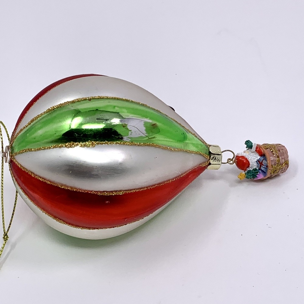 Blown Glass 6" Hot Air Balloon Ornament Rome/Roma Italy Travel w Basket & Santa - Picture 9 of 9